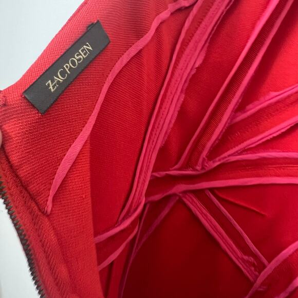 Zac Posen Womens Midi Cocktail & Party Dress XS V-Neck Red Halter Dress - Picture 6 of 16